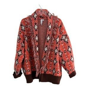 Grace + Karma Button Up Knit Cardigan Sweater Fringe Size 2X Aztec Southwestern